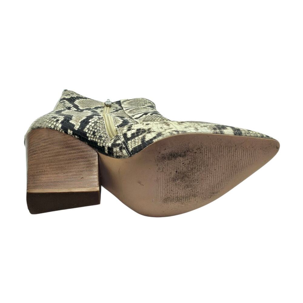 Bleecker & Bond Tan Gray Snakeskin Kailey Heeled Pointed Toe Ankle Boots - Picture 7 of 9